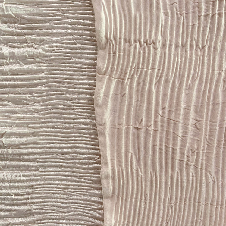 Crushed Striped Plisse Satin - Blush White