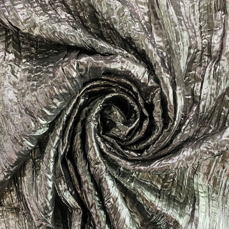 Creased Metallic Foiled Chiffon - Silver