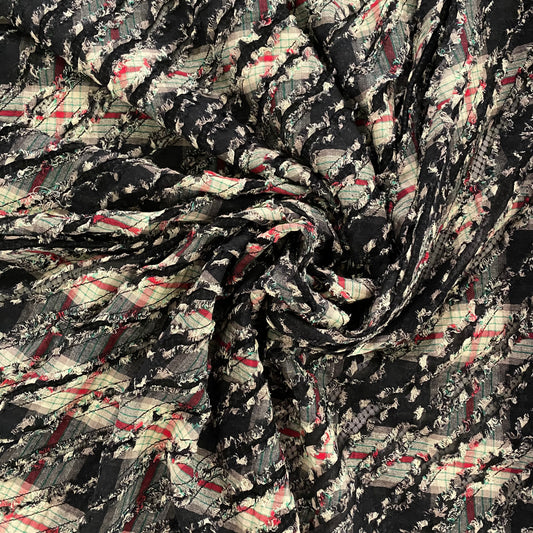 Slashed Distressed Flannel Plaid