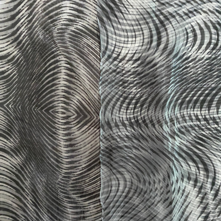 Optical Illusion Print Glass Organza - Black / White