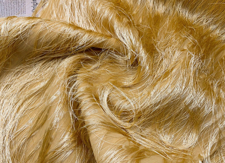 Dobby Long-Fringed Plain Weave - Yellow