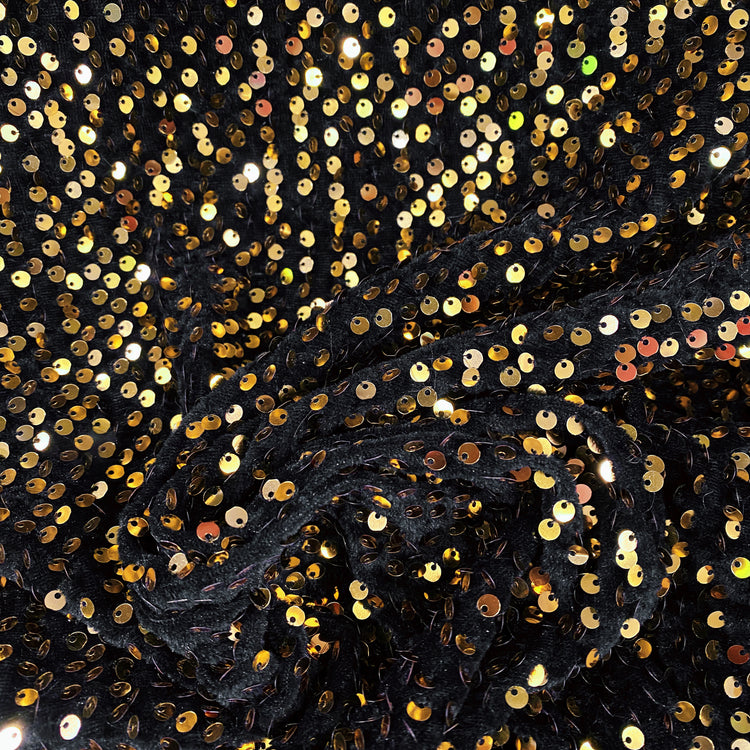 Sequinned Velour - Black/Gold