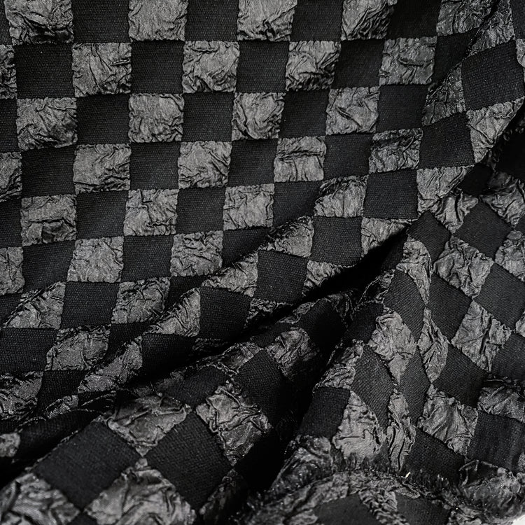 Stretch Checkered Double Weave - Black