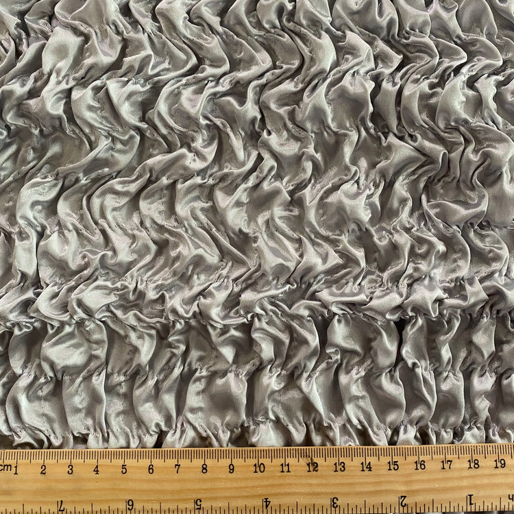 Checkerboard Smocked Satin - Gainsboro Grey