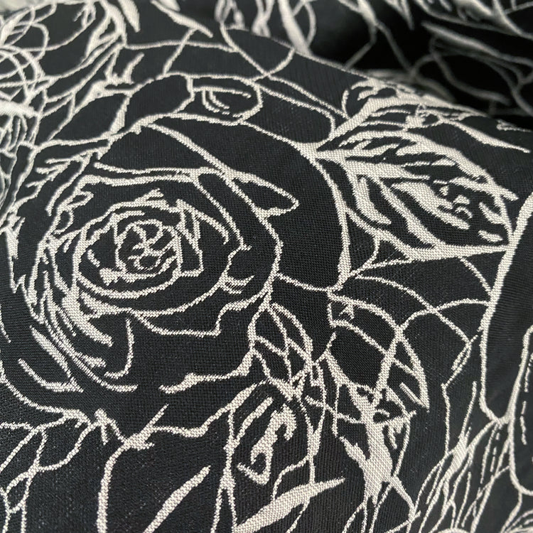 Raised Rose Garden Jacquard - Smoke Grey/Black