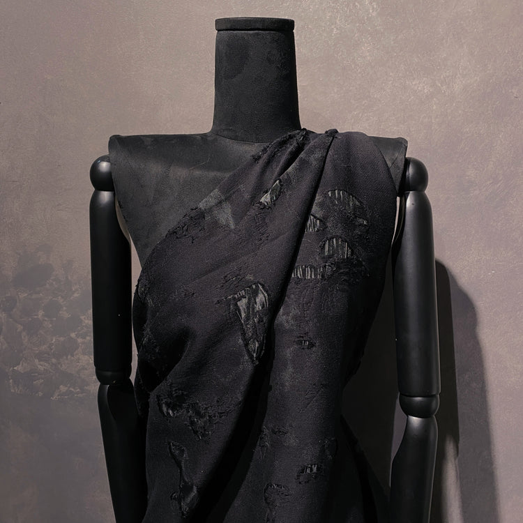 Distressed Coupé Organza Twill - Black