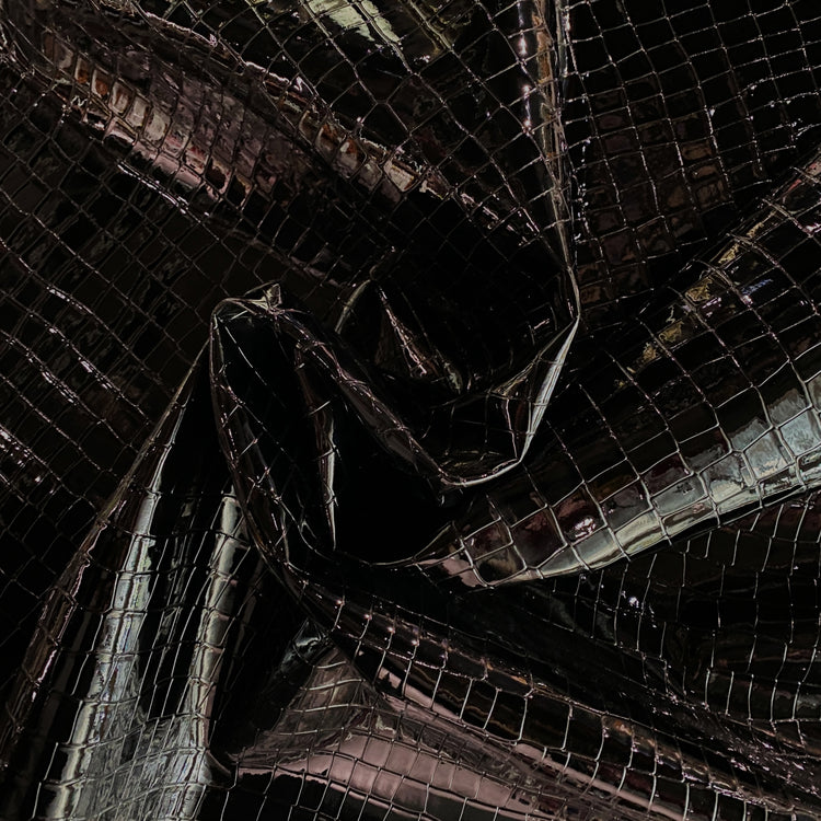 Patent Crocodile Faux Leather - Large Pattern - Black