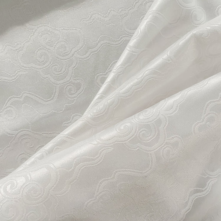 Eastern Clouds Silk Blend Satin Damask - White