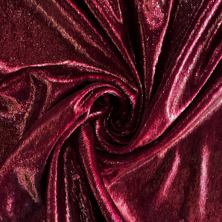 Brushed Metallic Long-pile Velvet - Cherry