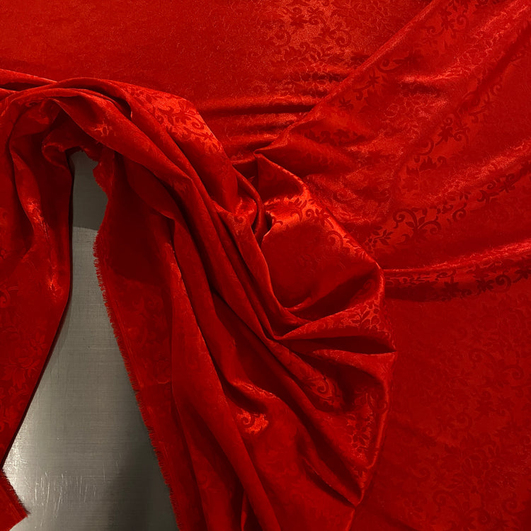 Climbing Floral Satin Damask - Red
