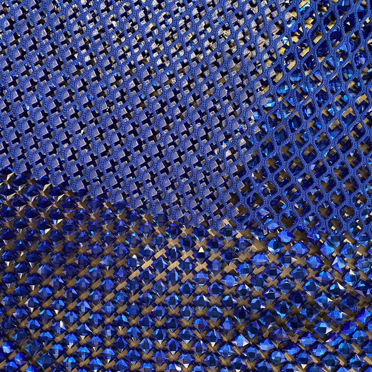 Square Glass Crystal Mesh - Blue