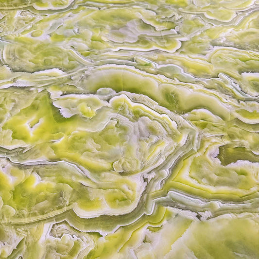 PVC - Crystal Grain Marble Print - Yellow Green/White