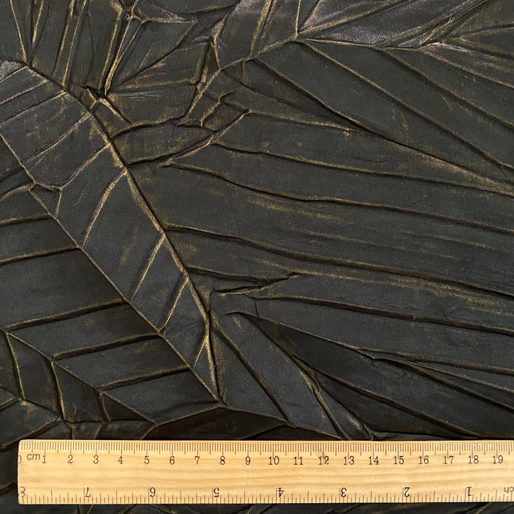 Tarnished Tangram Plisse Satin - Black / Gold