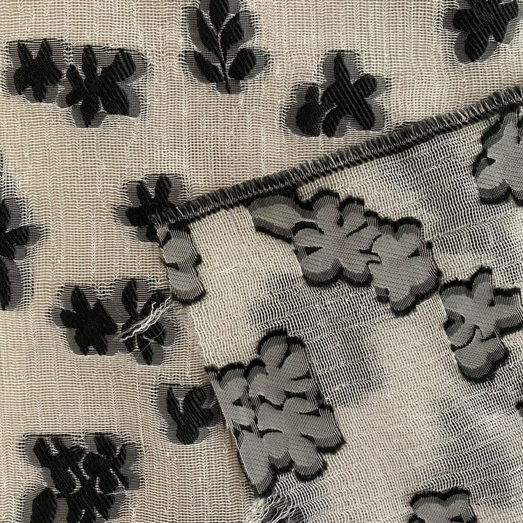 Loose Weave Floral Jacquard - Black / White
