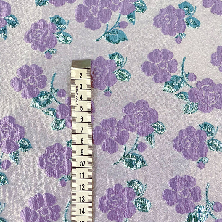 Floral Vine Poly/Lurex/Nylon Brocade - Purple/Turquoise