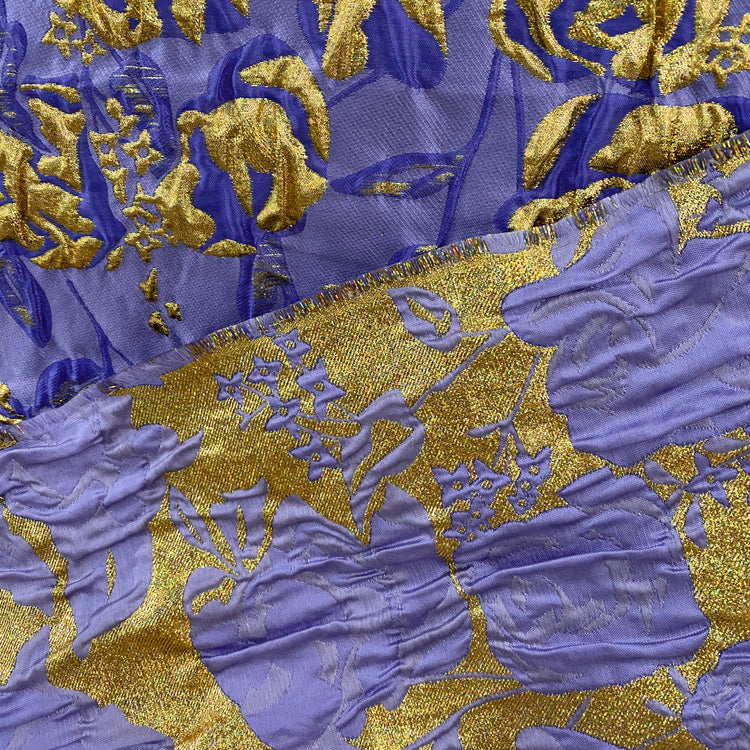 Raised Rose Vine Brocade - Metallic - Purple/Gold
