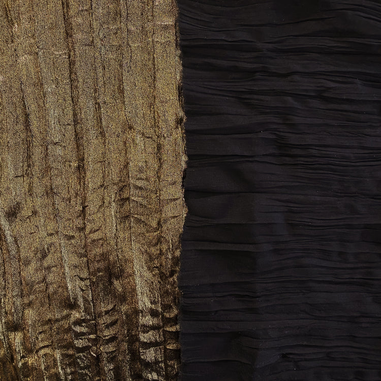 Metallic Coated Plisse Satin - Gold / Black
