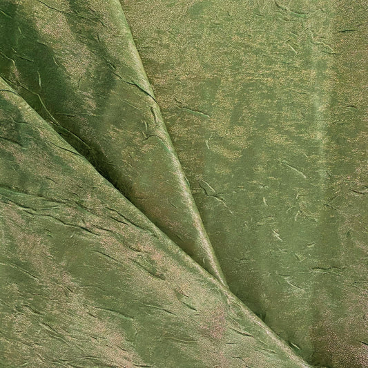 Creased Metallic Speckled Charmeuse - Lime Green / Gold