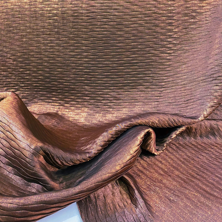 Metallic Wavy Plisse Twill - Bronze