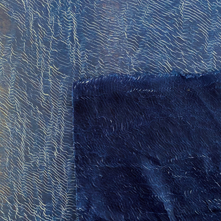 Pliage Creased Plisse Chiffon - Dark Blue /White