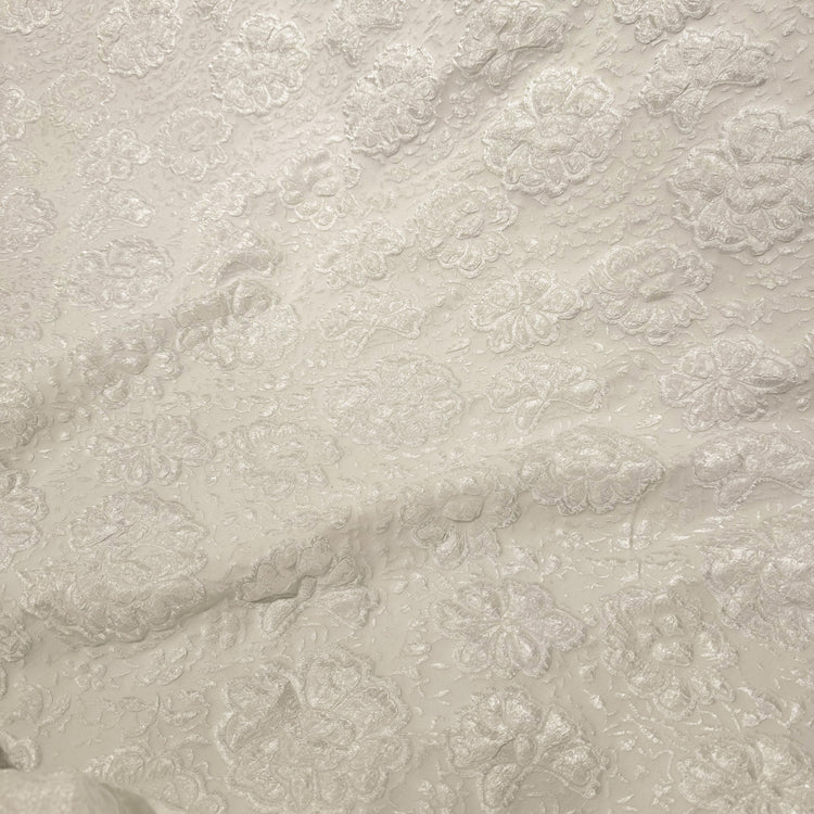 Floral Crinkle Double Weave - White/Silver