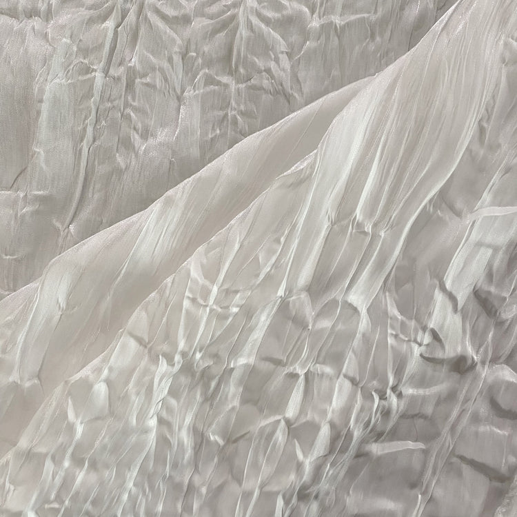 Plisse Shimmer Satin - White