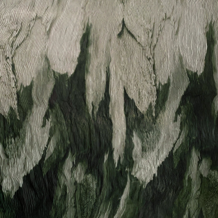 Flame Print Plisse Chiffon - Dark Green / Pale Sea Green