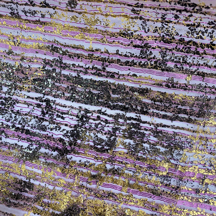 Foiled Devore - Dark Violet/Gold