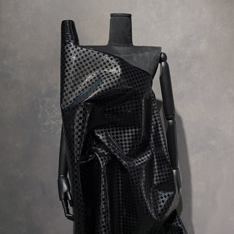 Patent Checkerboard Faux Leather - Black