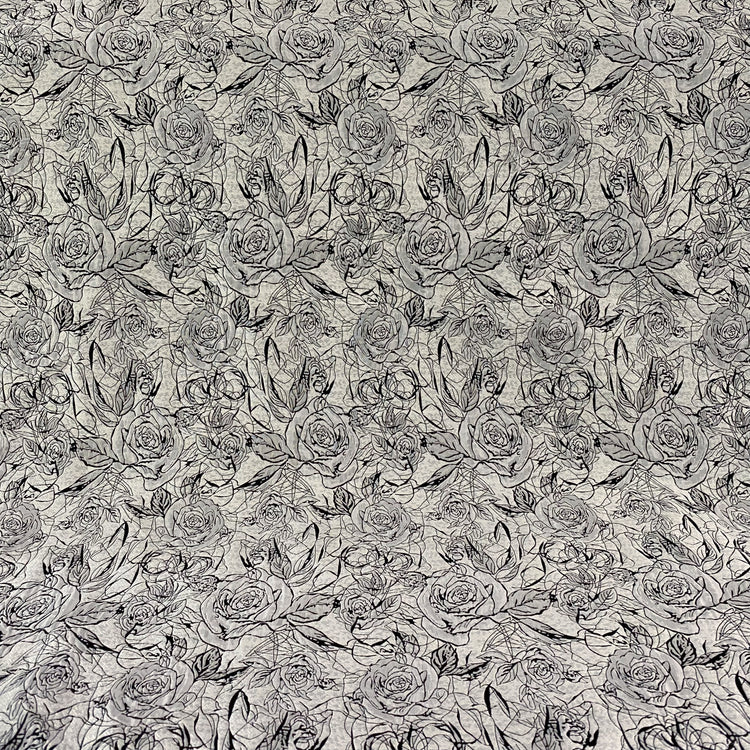 Raised Rose Garden Jacquard - Smoke Grey/Black