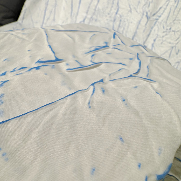Abstract Frottage Print Sateen - White/Blue