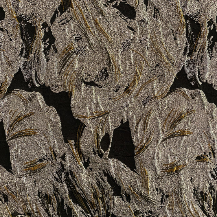 Abstract Impasto Paint Metallic Brocade - Light Gold / Dark Umber