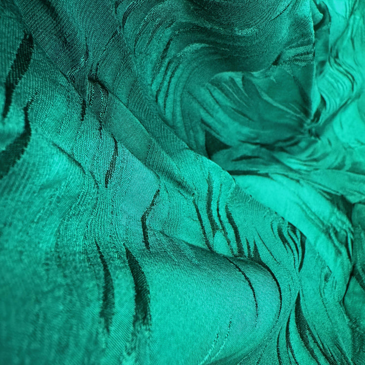 Abstract Brushstrokes Silk/Viscose Damask - Sea Green