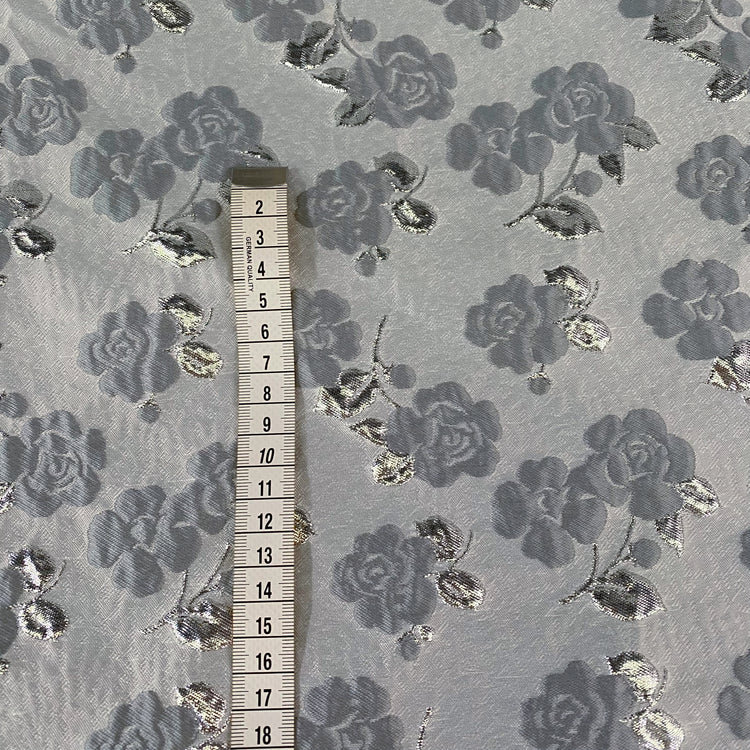 Floral Vine Poly/Lurex/Nylon Brocade - Silver/Light Grey
