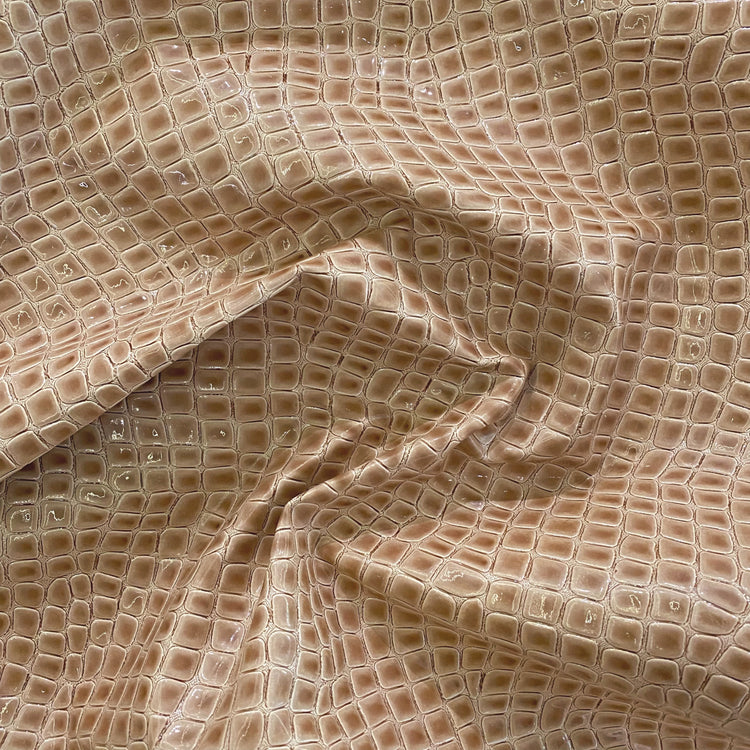 Patent Alligator Faux Leather - Medium Pattern - Tan