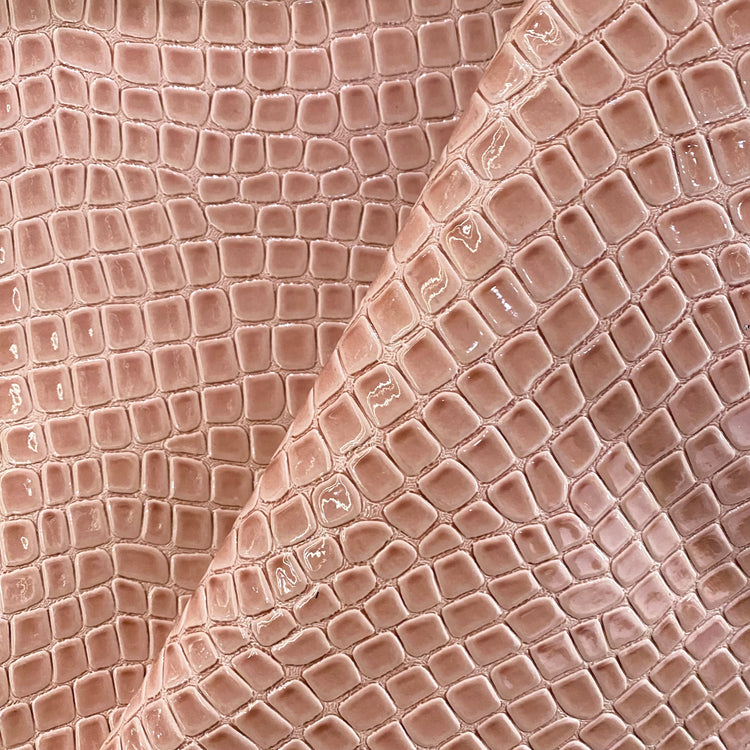 Patent Crocodile Faux Leather - Large Pattern - Light Coral