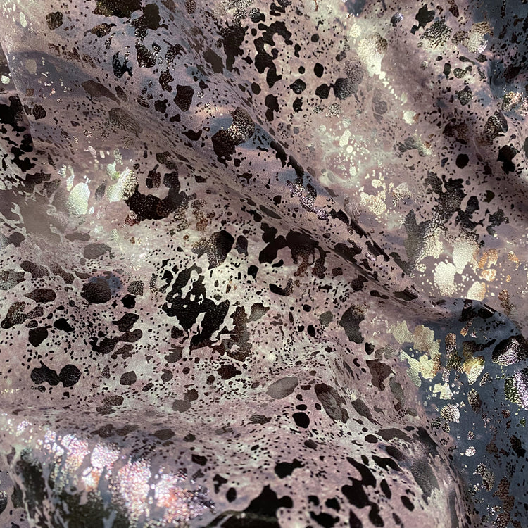 Foiled Splatter Faux Leather - Silver/Lavender