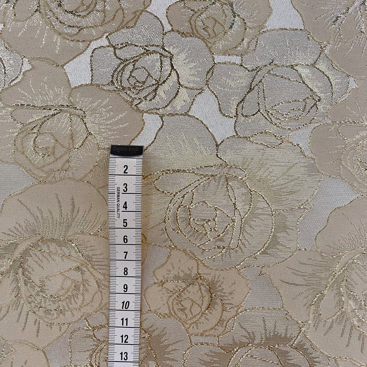 Raised Edge Rose Brocade - Metallic - Gold/Ivory