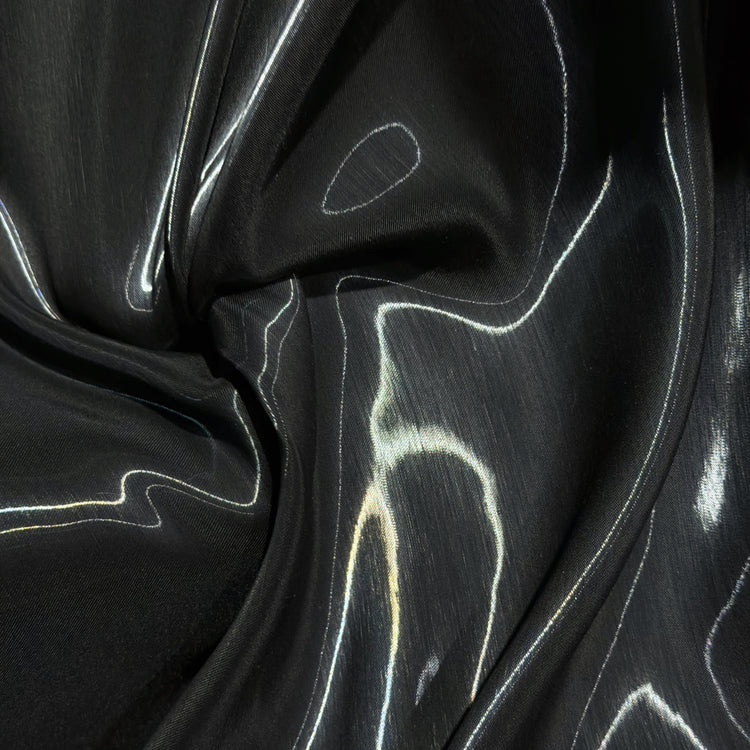 Fabric Lab Exclusive - Satin Backed Liquid Shimmer - Black