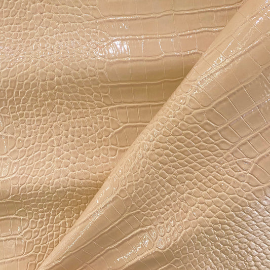 Patent Crocodile Faux Leather - Large Pattern - Wheat