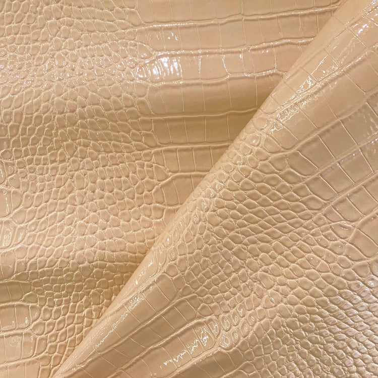 Patent Crocodile Faux Leather - Large Pattern - Wheat