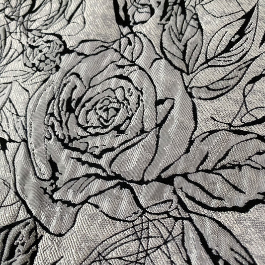 Rose Garden Cloqué Brocade - Smoke Grey/Black