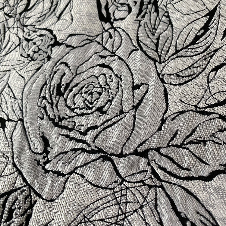 Raised Rose Garden Jacquard - Smoke Grey/Black
