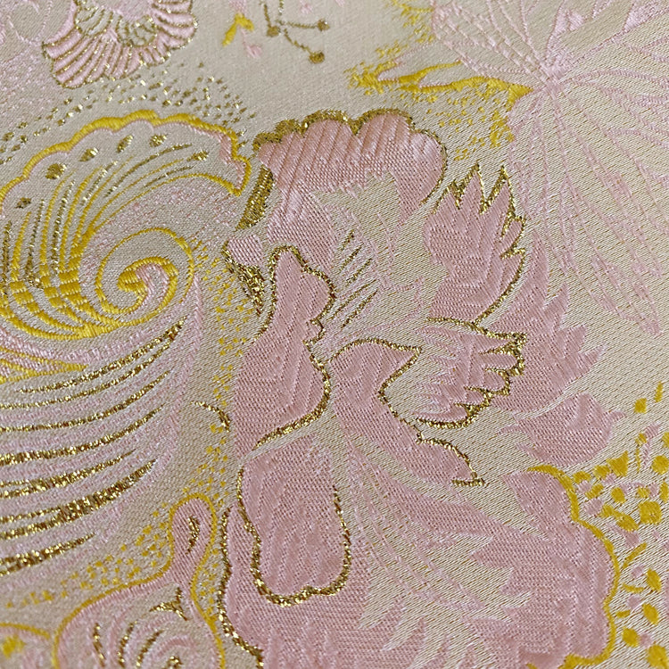 Floral Art Nouveau Jacquard - Metallic - Yellow/Pale Pink