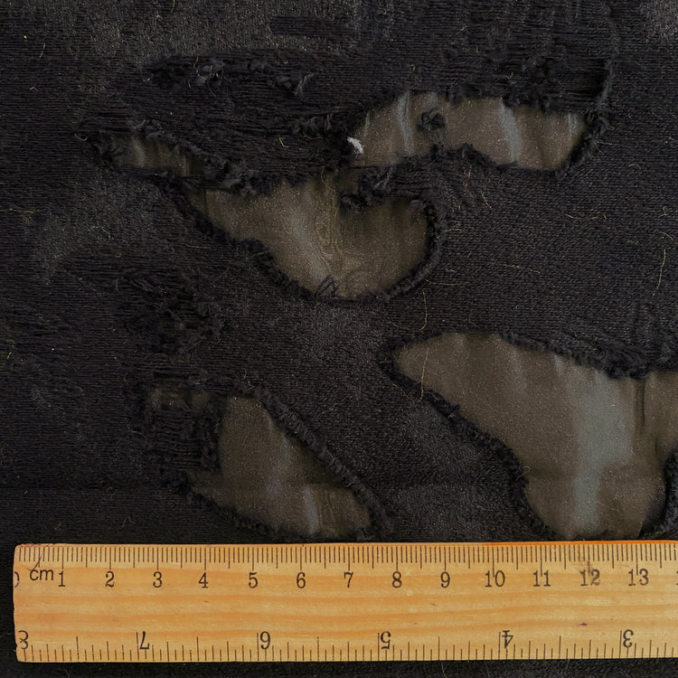 Distressed Coupé Organza Twill - Black