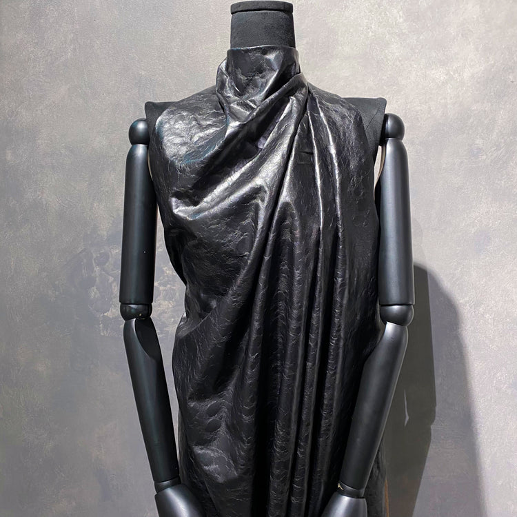 Bubble Textured PU Coated Cotton - Black/Saddle Brown
