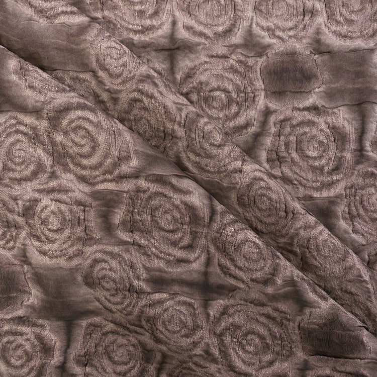 Embossed Crinkle Rose Jacquard - Brown / Mulberry Purple