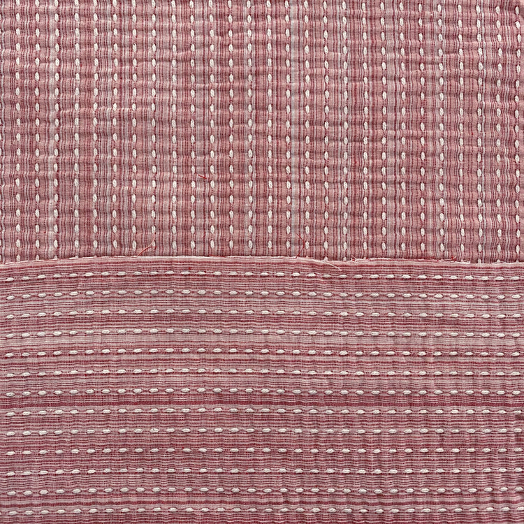 Sashiko Boro Yarn Stripe Cotton - Light Pink