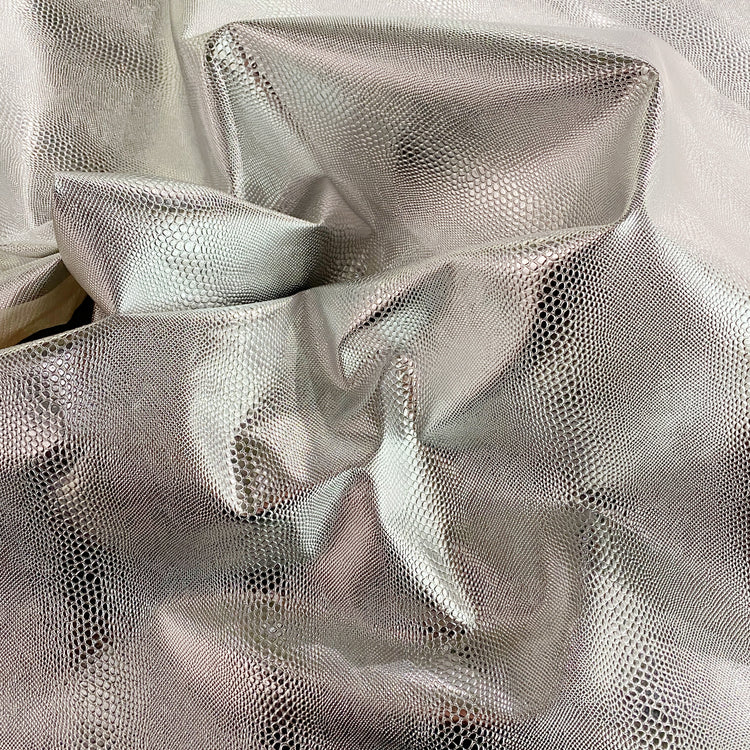 Foiled Snake Faux Leather - Fine Pattern - Silver
