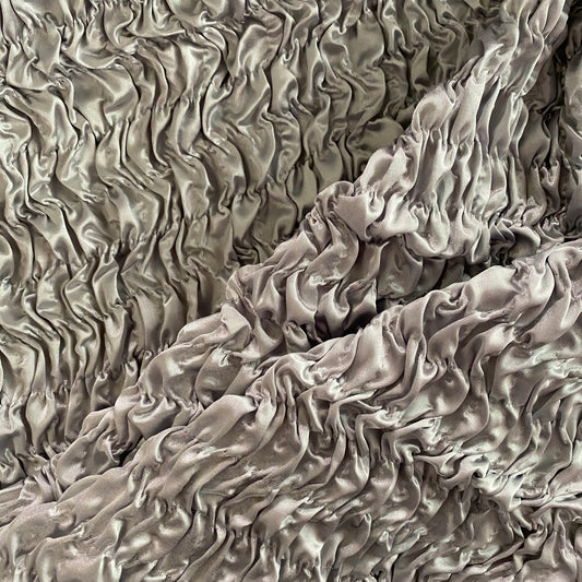 Checkerboard Smocked Satin - Gainsboro Grey